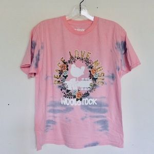 Woodstock Peace Love Music Tie Dye Tee Shirt